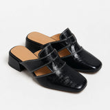 Fjord Italian Leather Square-Toe Mule — Black, studio product shot