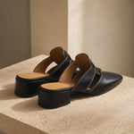 Fjord Italian Leather Square-Toe Mule — Black, shoe_pedestal product shot