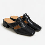 Fjord Italian Leather Square-Toe Mule — Black, studio product shot