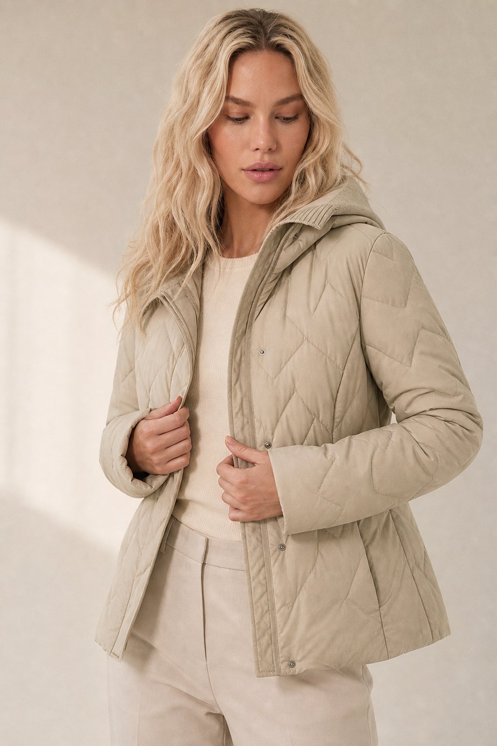 Fjorda Ice Hooded Jacket — Beige, banana_republic product shot