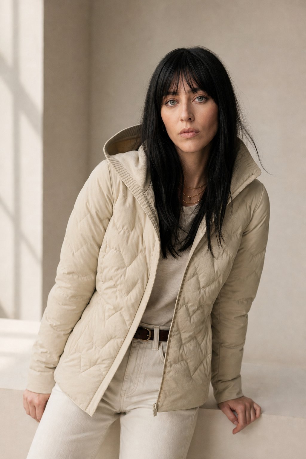 Fjorda Ice Hooded Jacket — Beige, banana_republic product shot