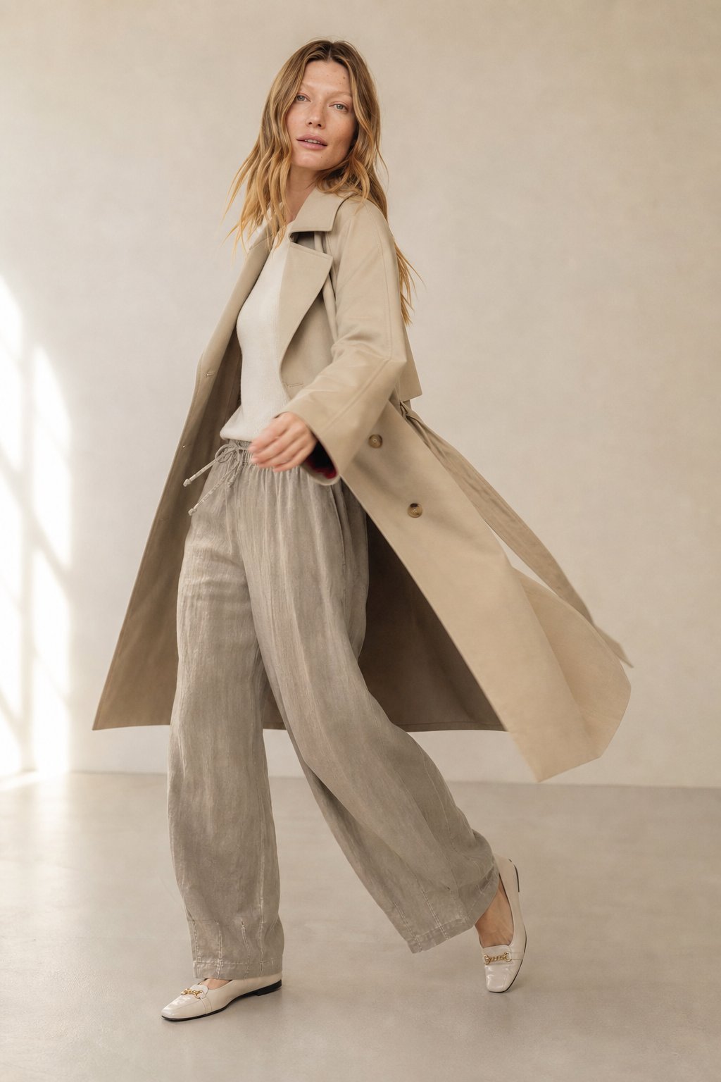 Fleurine Linen Pants — Khaki, banana_republic product shot