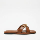 Calvi Italian Leather Cutout Slide Sandal