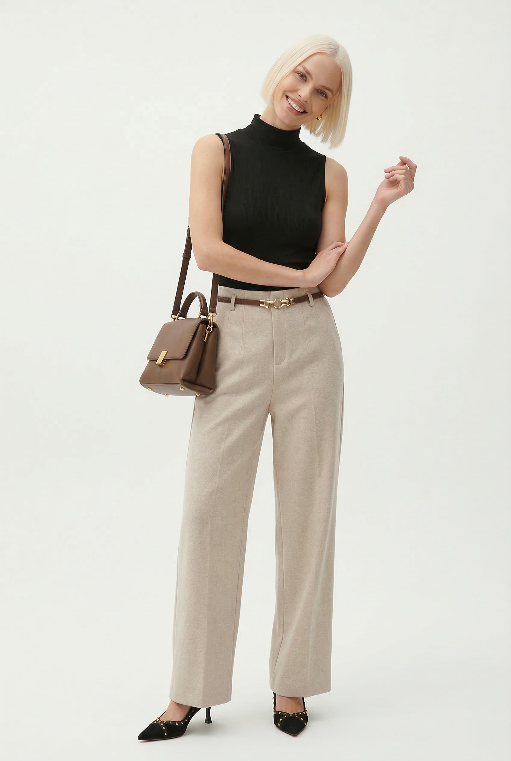 Milano Wide Leg Wool Trousers