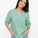Eloria V-Neck Cotton Blouse