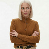 Button-up cardigan with statement buttons