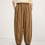 The Green Stripe Linen Wide Leg Pant