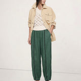 The Green Stripe Linen Wide Leg Pant