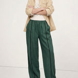 The Green Stripe Linen Wide Leg Pant