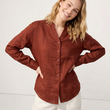 The Collarless Linen V-Neck Shirt