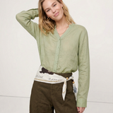 The Collarless Linen V-Neck Shirt