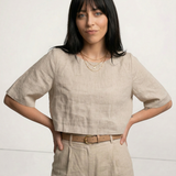 The Boxy Linen Crop Top