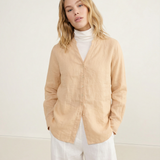 The Collarless Linen V-Neck Shirt