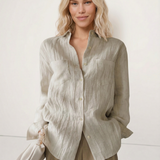 The Pleated Linen Button Shirt