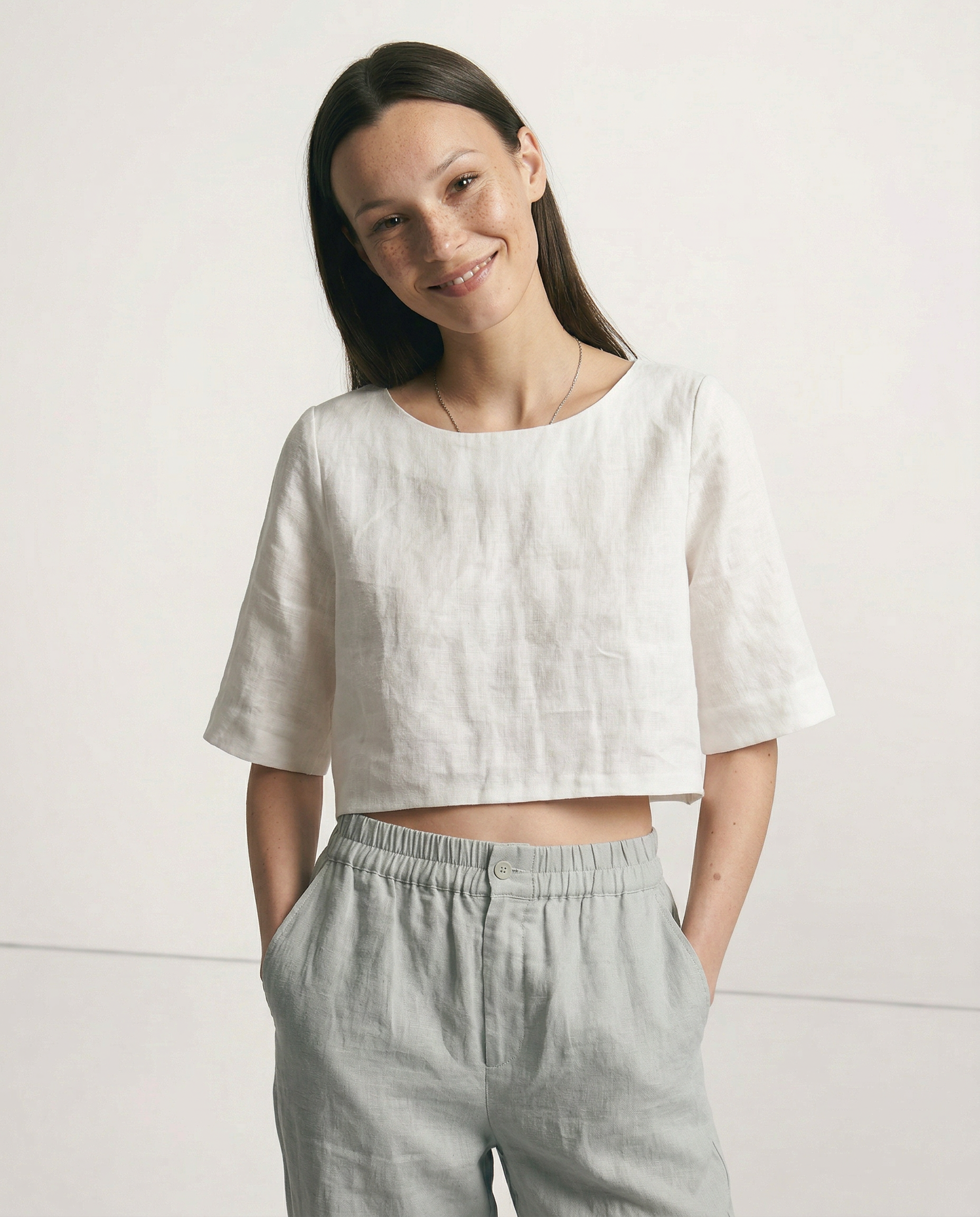The Boxy Linen Crop Top