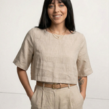 The Boxy Linen Crop Top