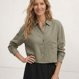 The Cropped Long Sleeve Linen Shirt
