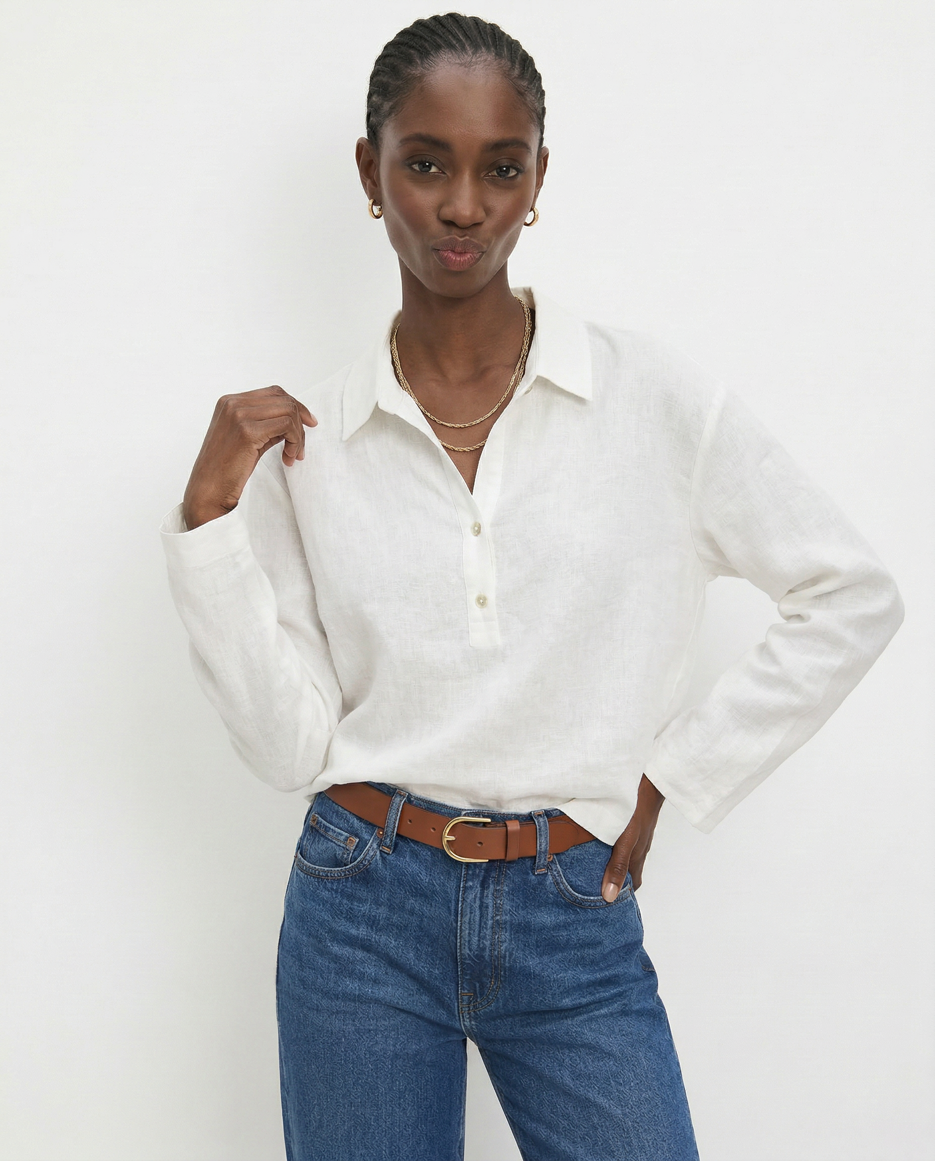 The Polo Collar Linen Pullover