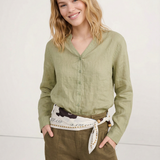 The Collarless Linen V-Neck Shirt