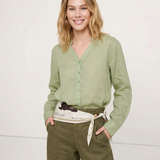 The Collarless Linen V-Neck Shirt