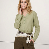 The Collarless Linen V-Neck Shirt