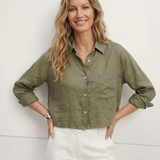 The Cropped Long Sleeve Linen Shirt