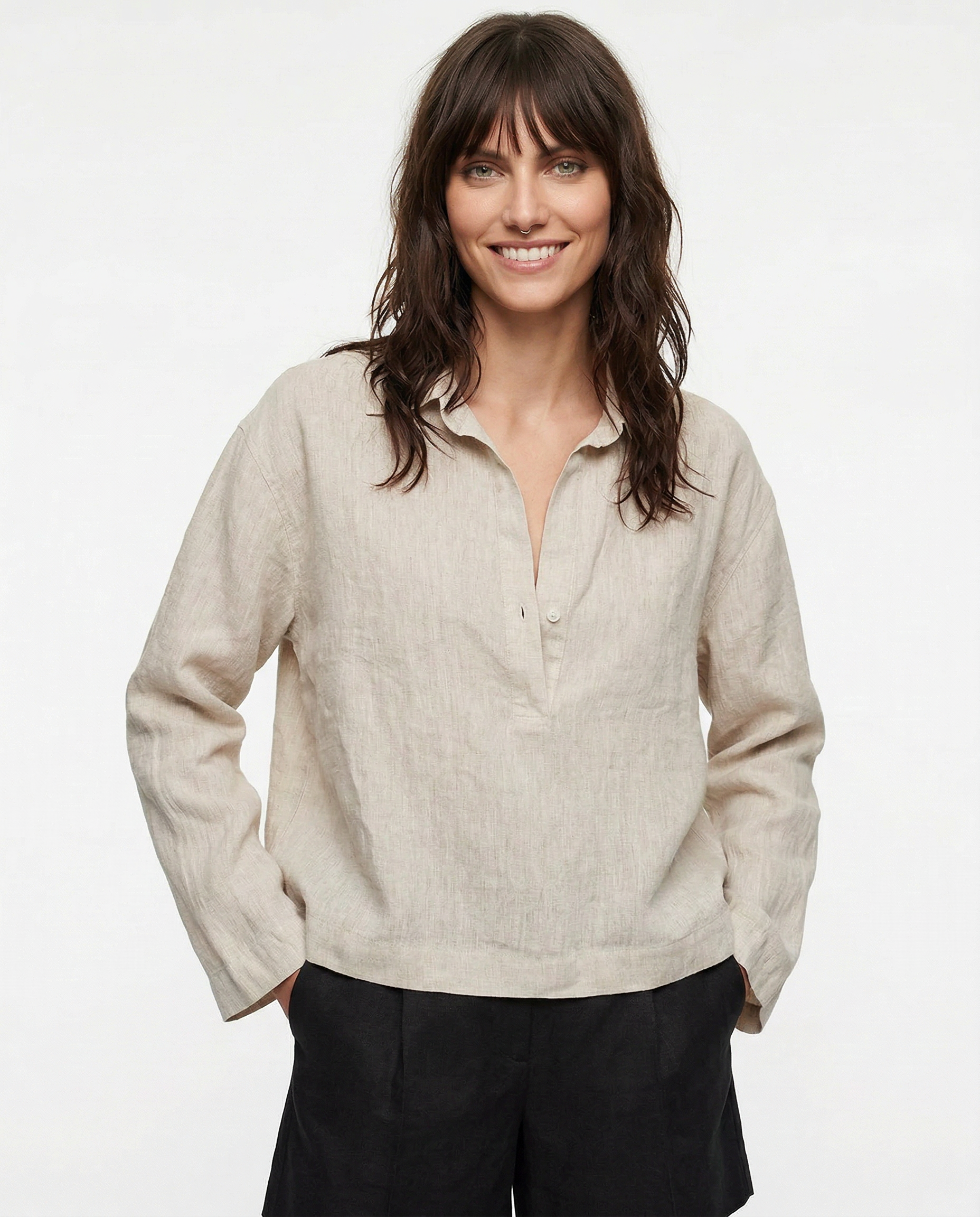 The Polo Collar Linen Pullover