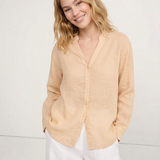 The Collarless Linen V-Neck Shirt