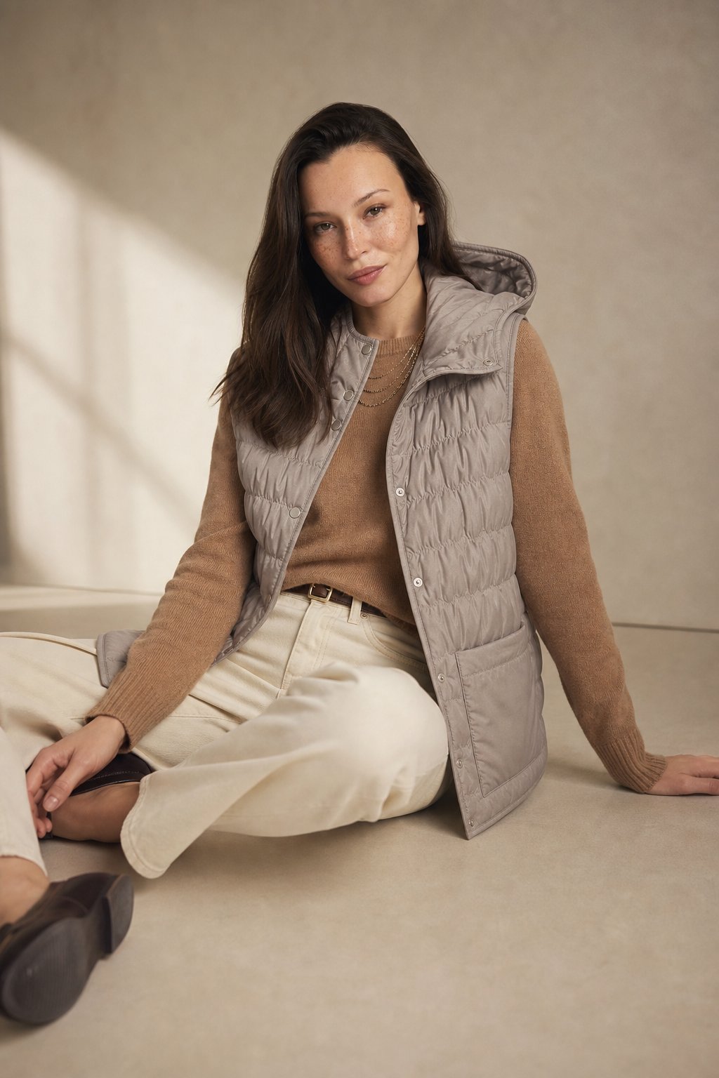 Gold Rush Puffer Vest — Gray, studio product shot