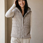 Gold Rush Puffer Vest — Gray, studio product shot