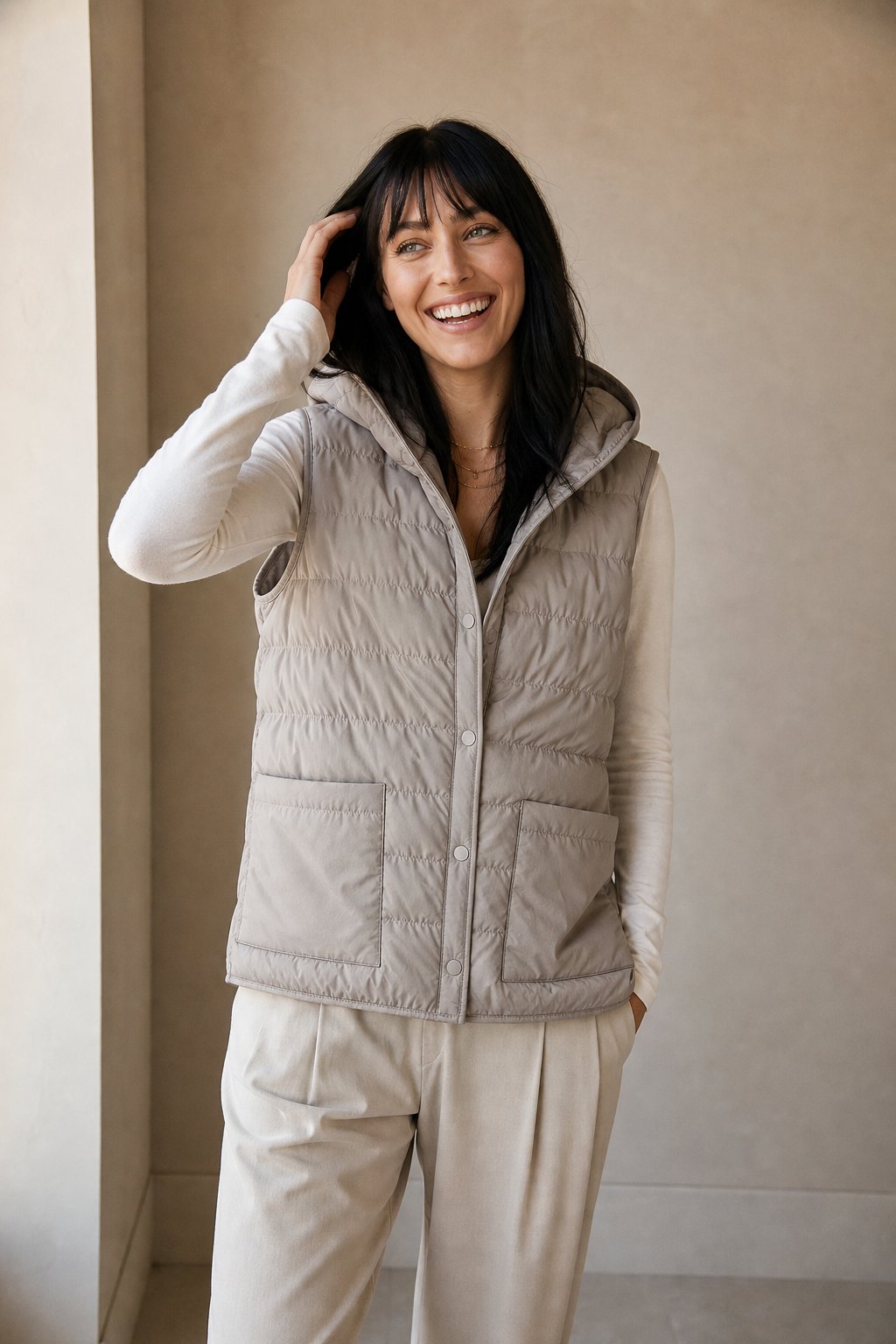 Gold Rush Puffer Vest — Gray, studio product shot
