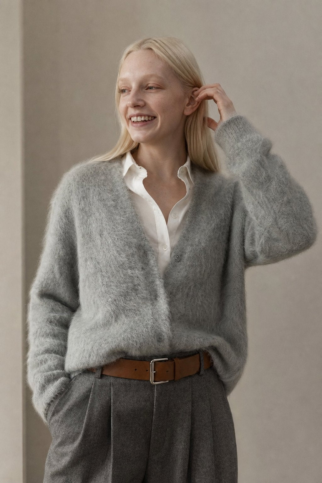 Hässleholm Cardigan — Light Gray Fur, banana_republic product shot