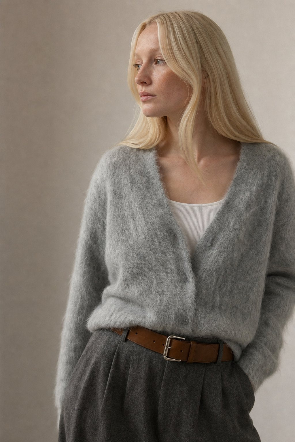 Hässleholm Cardigan — Light Gray Fur, banana_republic product shot