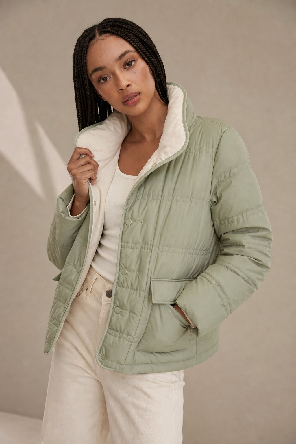 Hässleholm Quilted Down Jacket — Lime, banana_republic product shot