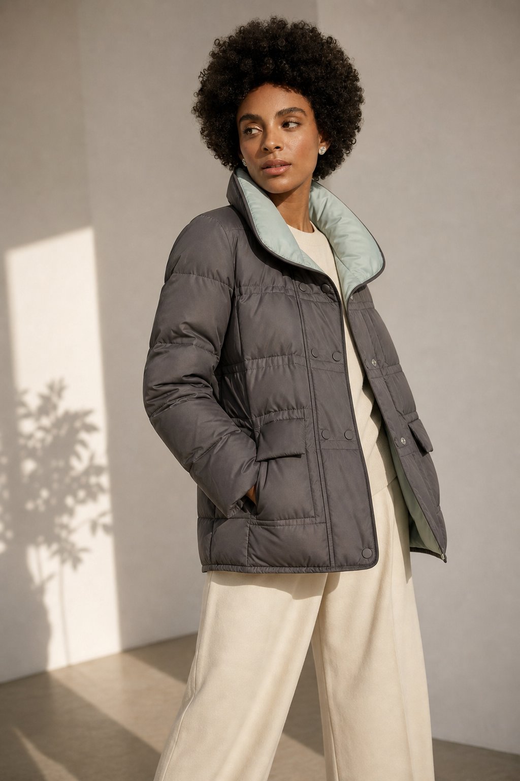 Hässleholm Quilted Down Jacket — Gray, banana_republic product shot