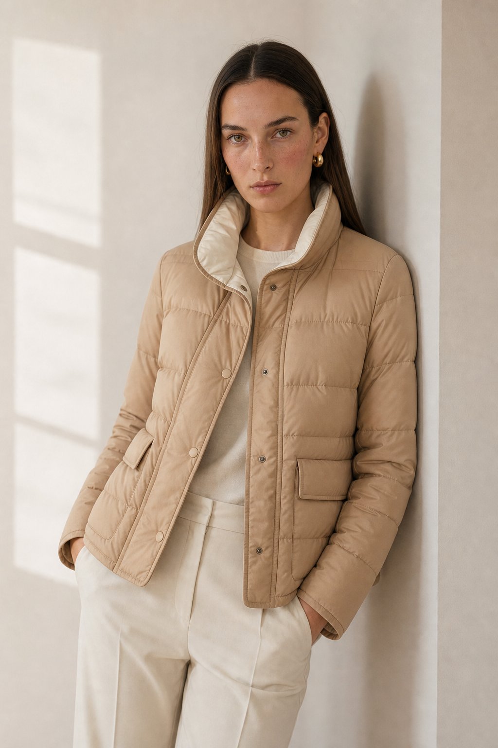 Hässleholm Quilted Down Jacket — Khaki, banana_republic product shot