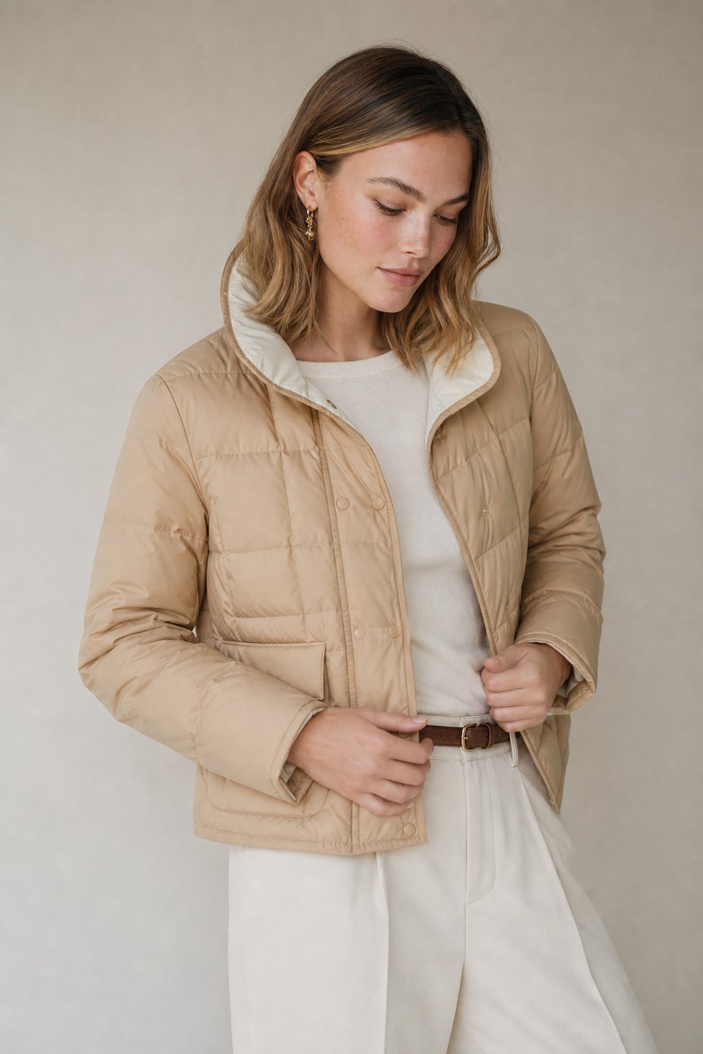 Hässleholm Quilted Down Jacket — Khaki, banana_republic product shot