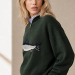 Hadley Fisher Knit Sweater — Forest, studio product shot