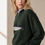 Hadley Fisher Knit Sweater — Forest, studio product shot