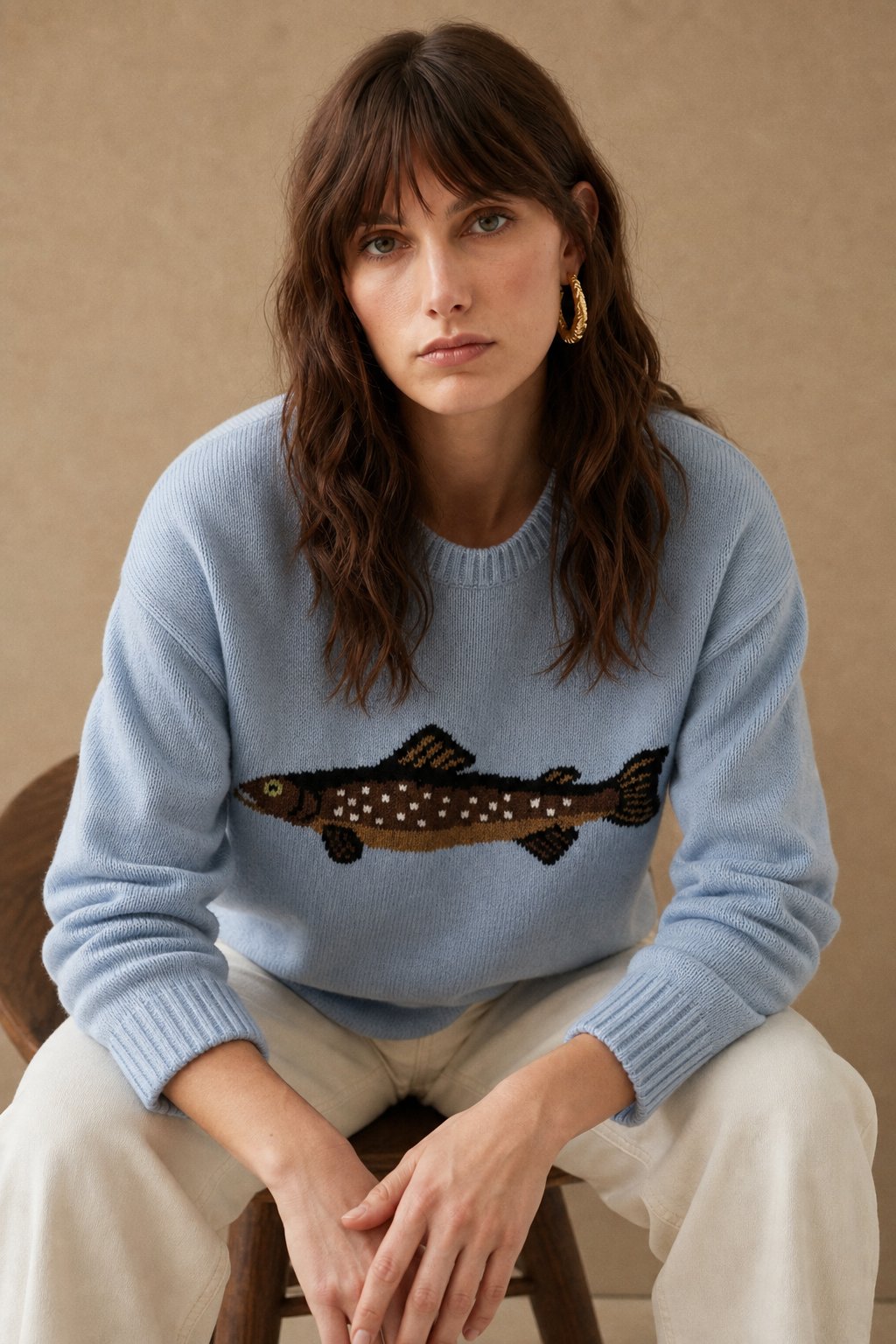 Hadley Fisher Knit Sweater — Blue, studio product shot