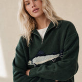 Hadley Fisher Knit Sweater — Forest, studio product shot