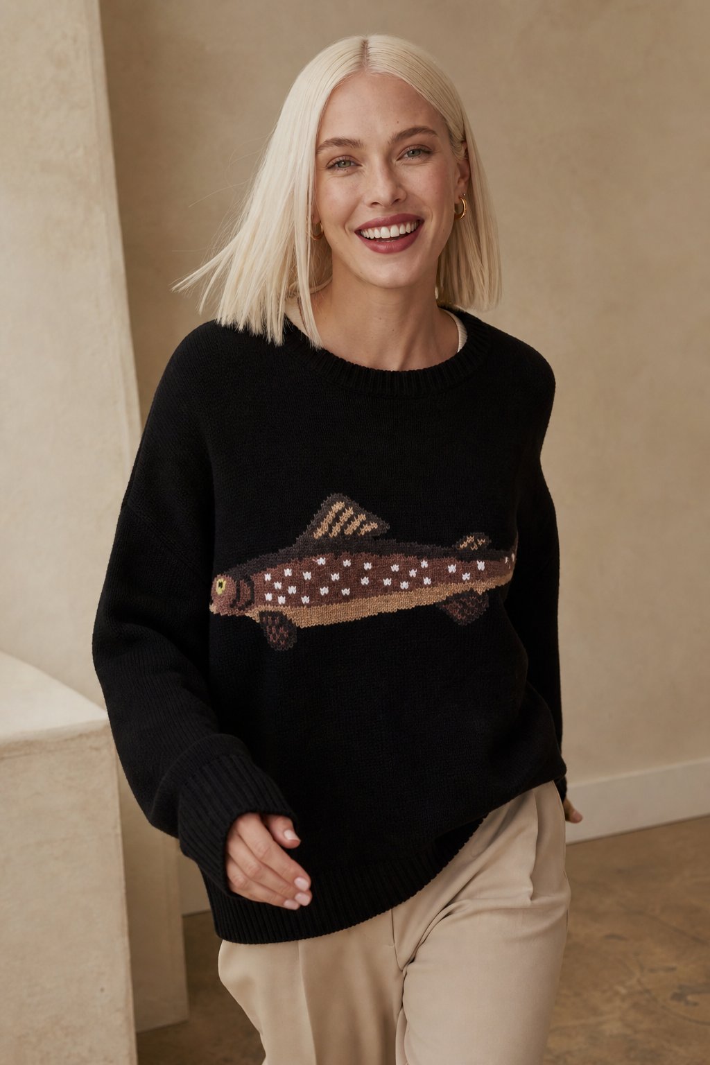 Hadley Fisher Knit Sweater — Black, studio product shot
