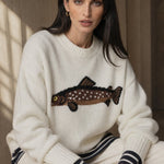 Hadley Fisher Knit Sweater — White, studio product shot