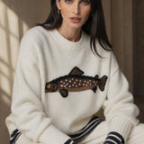 Hadley Fisher Knit Sweater — White, studio product shot