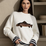 Hadley Fisher Knit Sweater — White, studio product shot