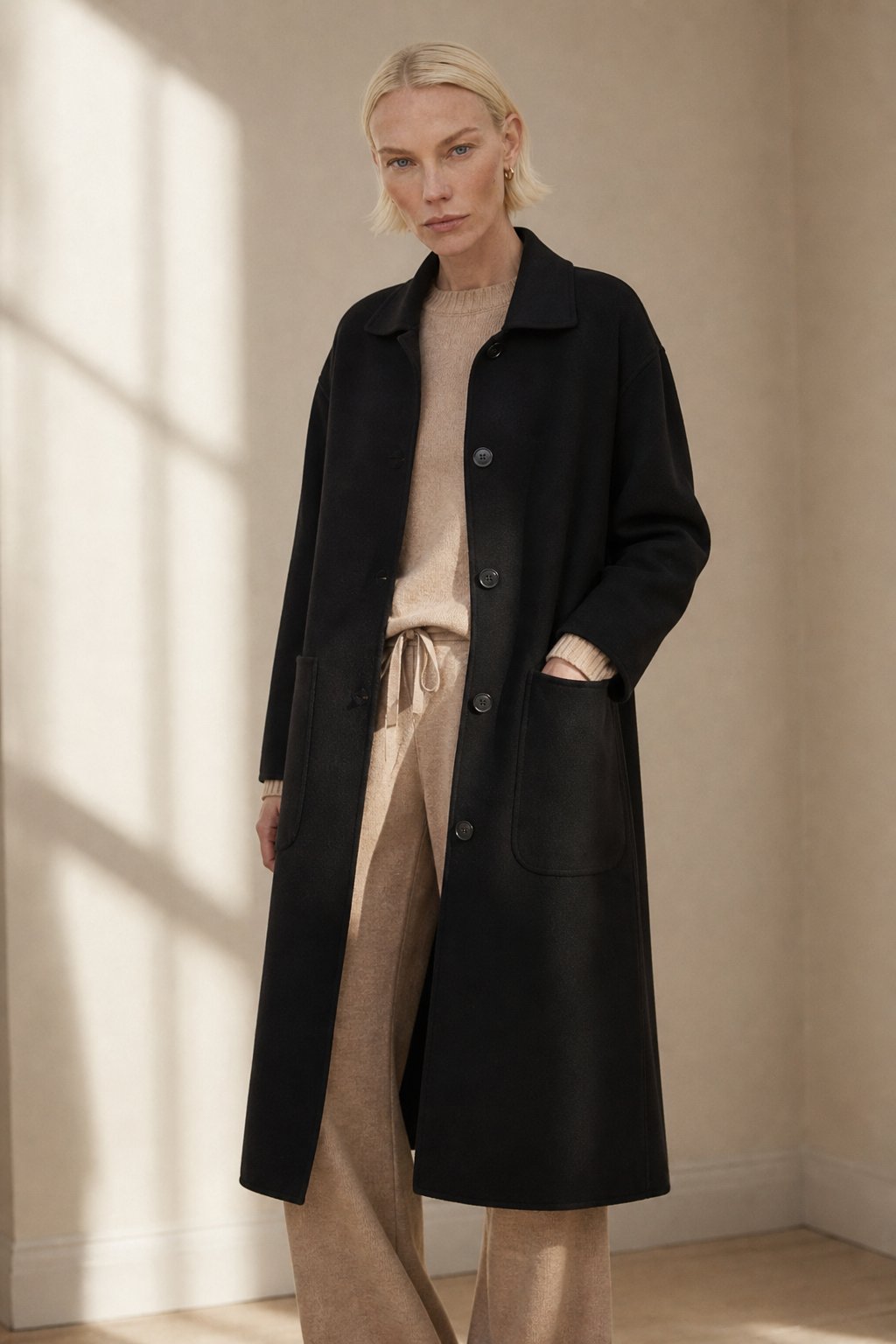 Hudson Park Wool Overcoat — Black, banana_republic product shot