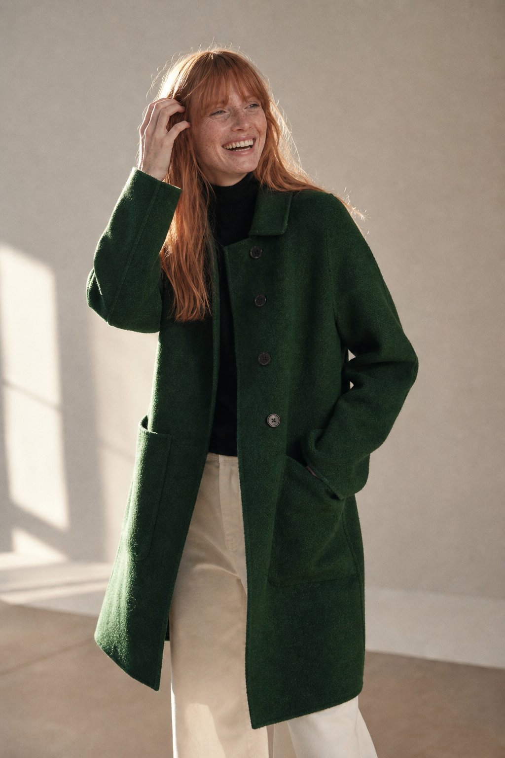 Hudson Park Wool Overcoat — Green, banana_republic product shot