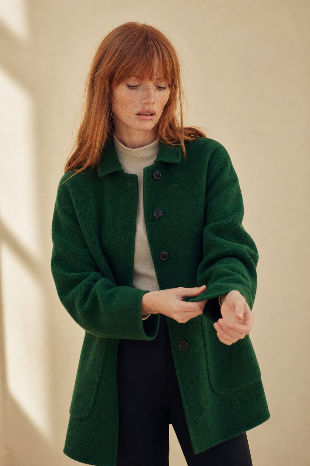 Hudson Park Wool Overcoat — Green, banana_republic product shot