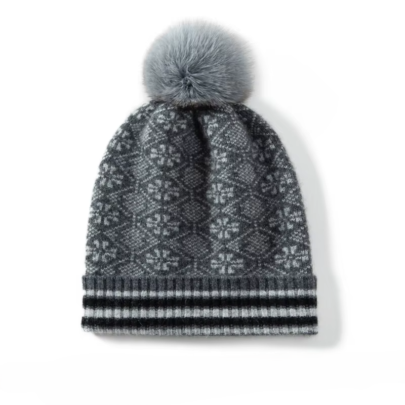 Avery Fair Isle Cashmere Pom Beanie