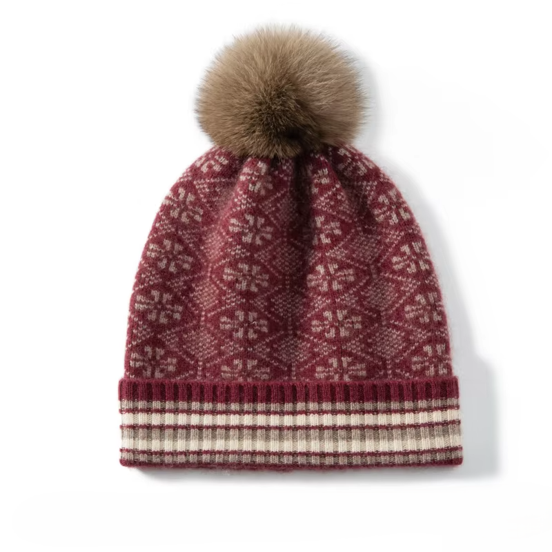 Avery Fair Isle Cashmere Pom Beanie